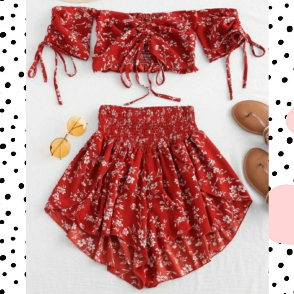 Zaful Red Shorts Set